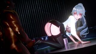 黑丝足交巨乳美女被大鸡巴操到喷水