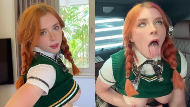 Sweetie Fox - 一名英国女学生在车里让陌生人帮她口交，随后邀请他回家做爱，并用手机拍摄了过程