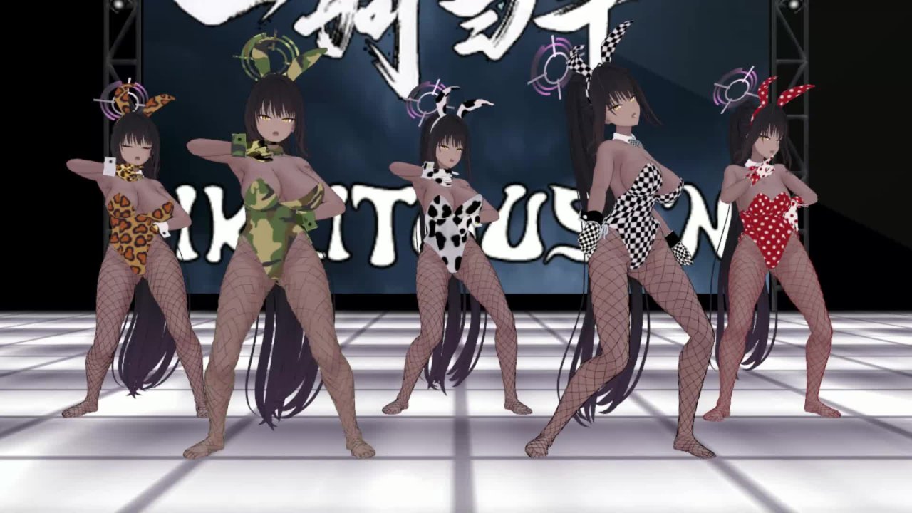 MMD 角楯花凛多套兔女郎装把奶子和屁股的肉感全抖出来