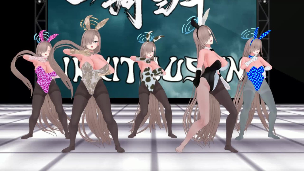 MMD 一之濑明日奈多套兔女郎装跳得巨乳上下狂颤