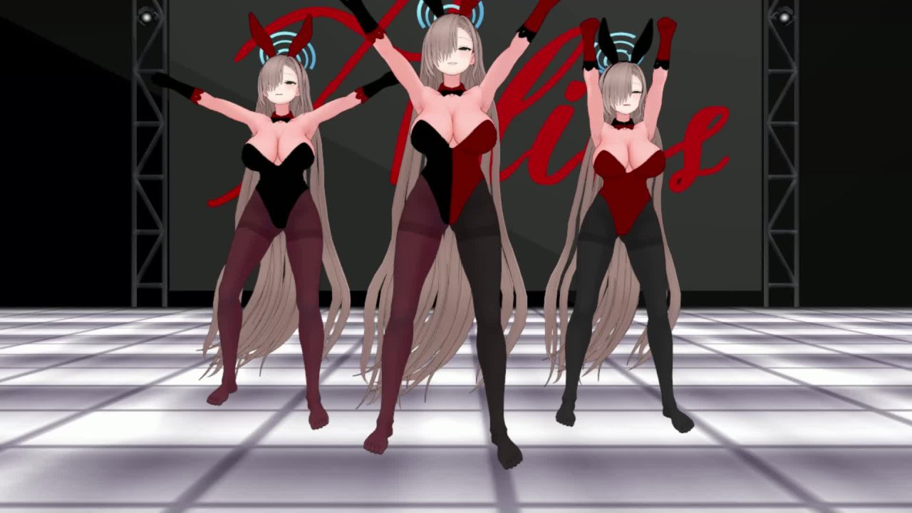 MMD 一之濑明日奈兔女郎装转圈时肥臀肉浪翻滚