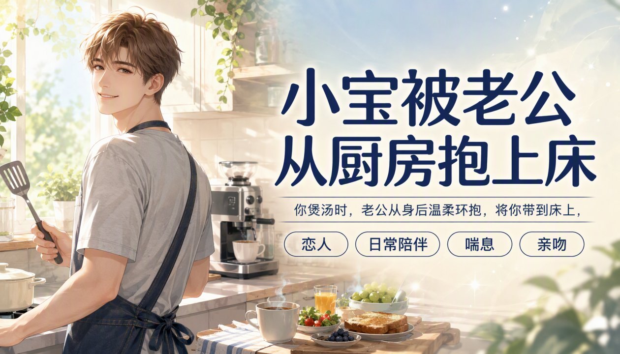 小宝被老公从厨房抱上床