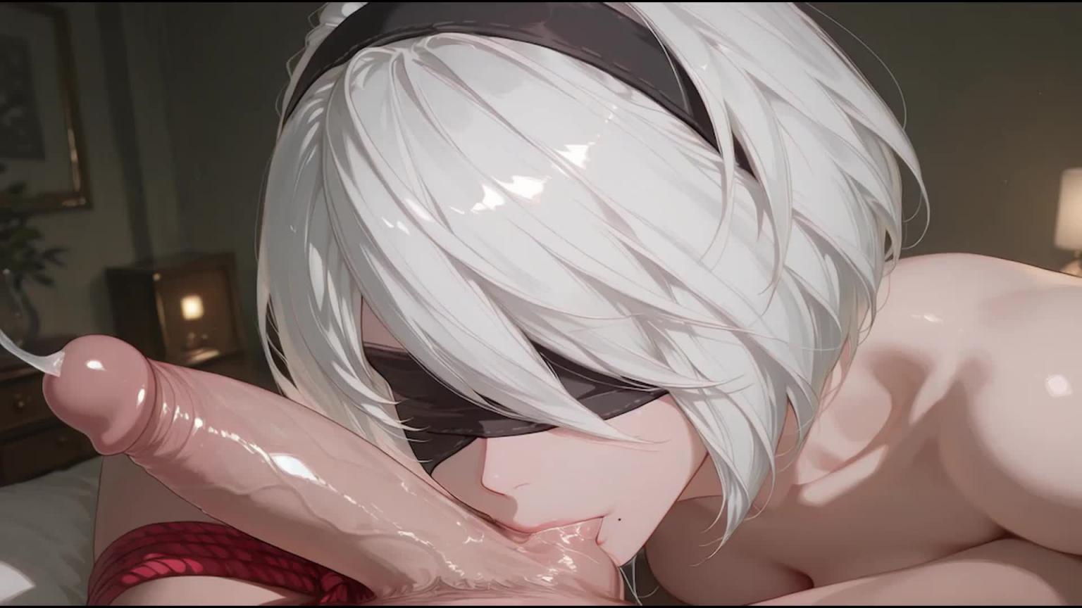 2B《尼尔：机械纪元》同人角色扮演。强势女友强迫他打扫卫生（AI生成）