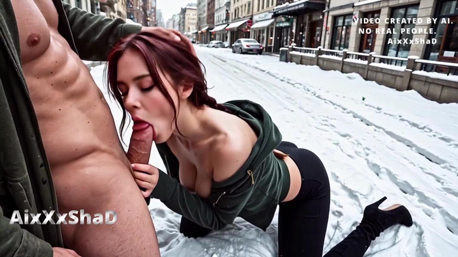 街上一个美女邀请我喝茶，结果她却得到了我的鸡巴和一大堆精液（AI生成）