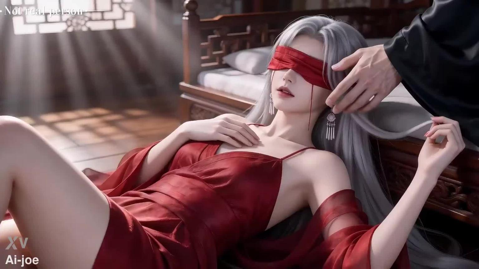 这位有着白色头发和红色眼罩的美丽女子，或许就是你心中梦寐以求的理想美女，第二集 [AI生成]