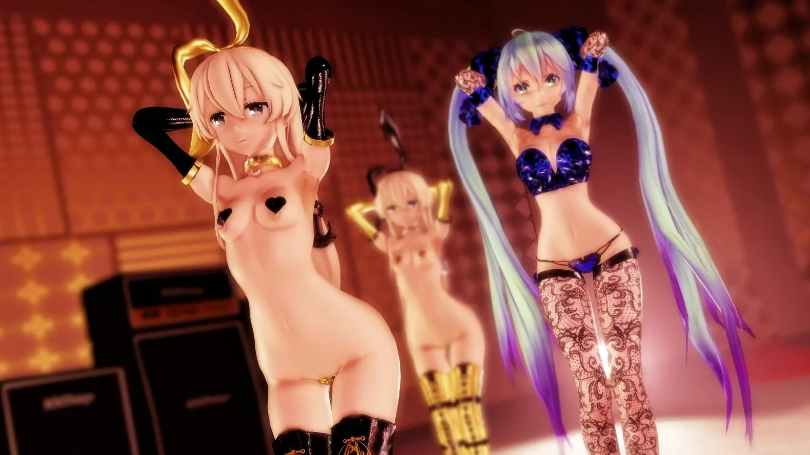 岛风初音镜面节奏互相舔到腿软 [MMD R15]