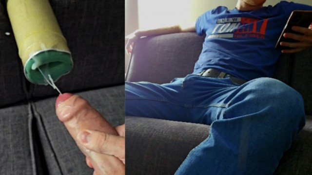 直男一边看色情片一边操自制自慰器