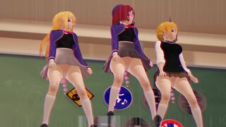 MMD-美少女星野瑠美衣与有马加奈的联袂脱衣秀 [我推的孩子]