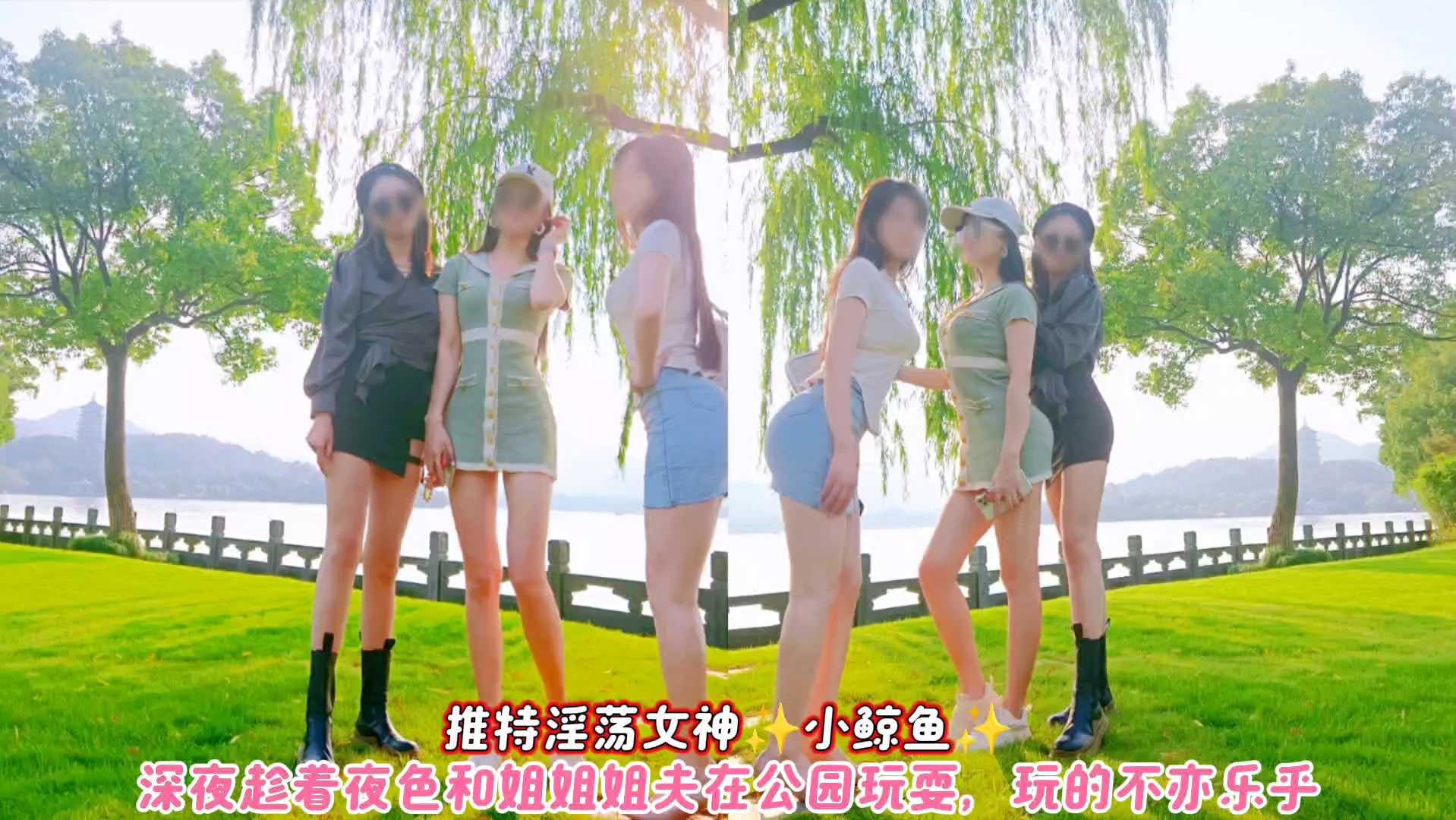 推特淫荡女神小鲸鱼深夜趁着夜色和姐姐姐夫在公园玩耍