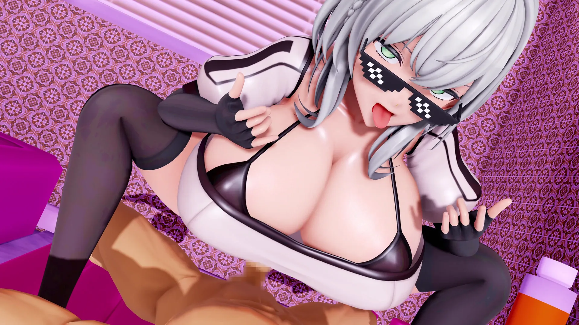 肮脏的堆积牛仔女孩动作_Shirogane Noel（衣服版）