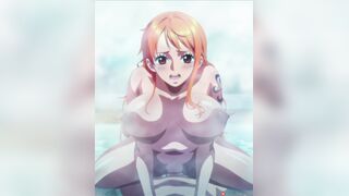 娜美甲板晒太阳时比基尼被海风吹走掰开