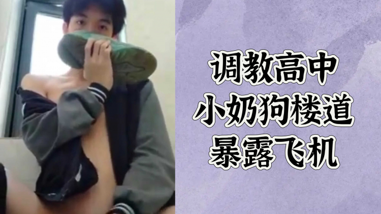 调教高中小奶狗，楼道暴露飞机