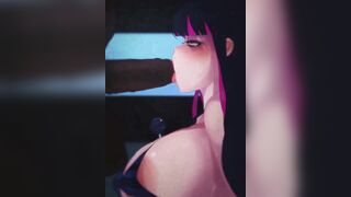黑色丝袜包裹下的深喉侍奉