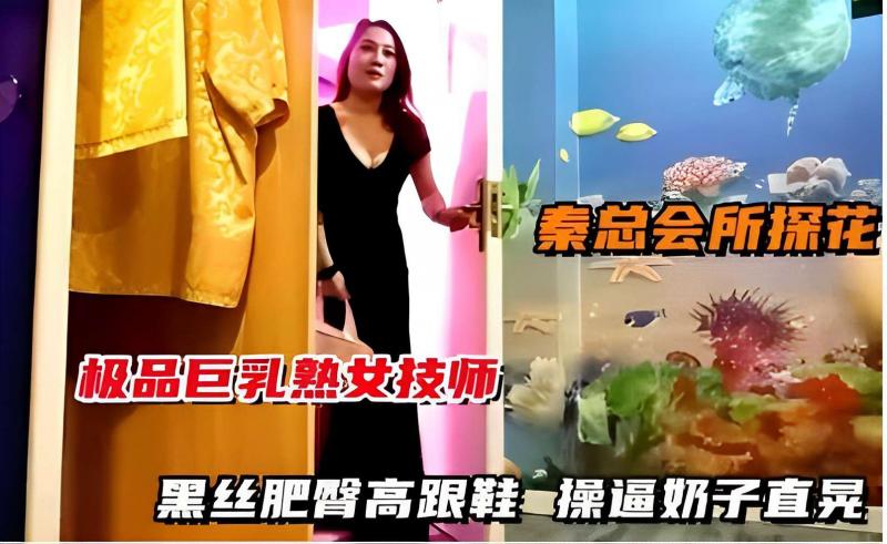 秦总会所探花，极品巨乳熟女技师，黑丝肥臂高跟鞋，操逼奶子直晃