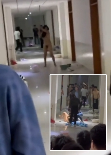 吃瓜爆料，女生分手受刺激裸体跑男生宿舍打砸