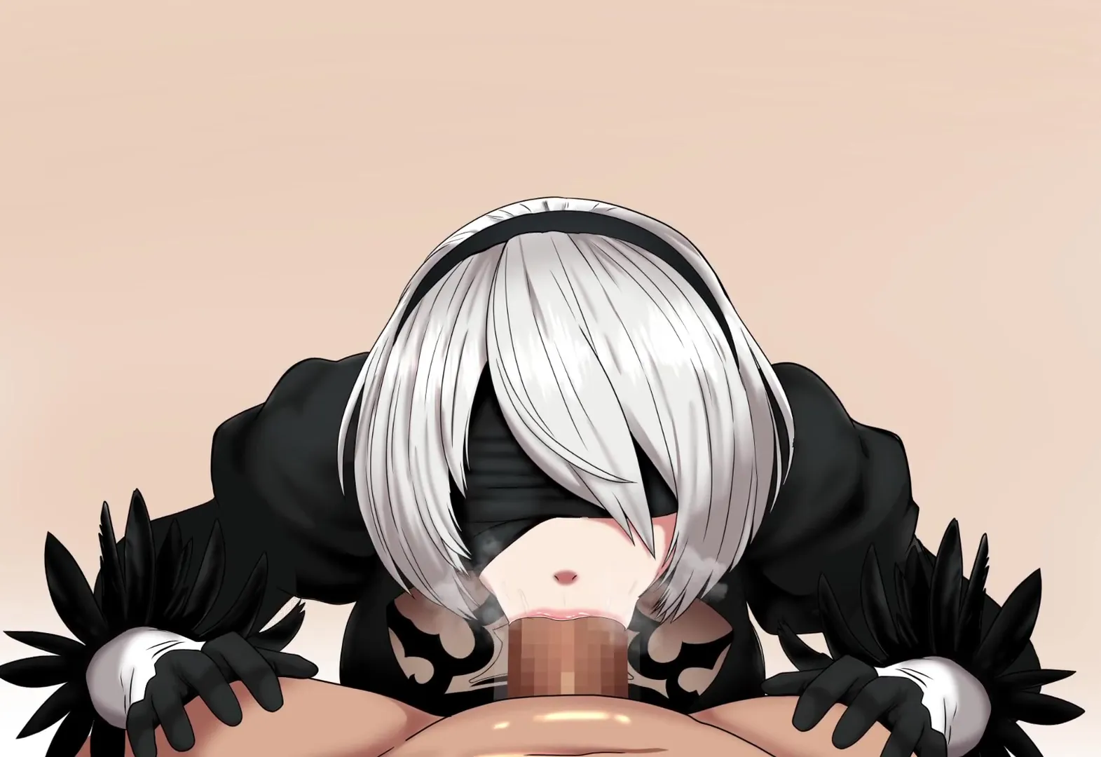 2B 蒙眼 口交]（正面视角）