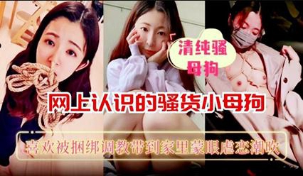 网上认识的骚货母狗喜欢被捆绑调教带到家里勐操