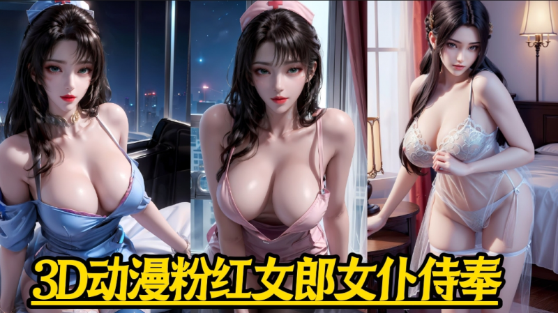 3D^ 动漫粉红女郎女仆侍奉