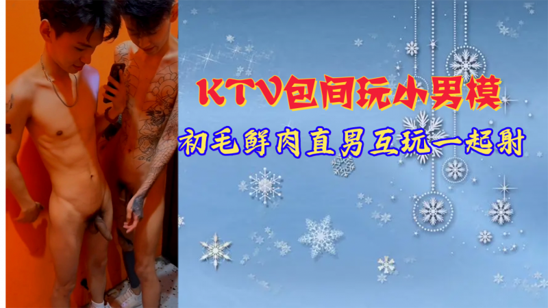 KTV包间玩小男模，初毛鲜肉直男互玩一起射