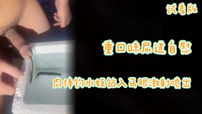 （猎奇慎入）重口味尿道自慰肉棒钓水蛭钻入马眼激射喷出